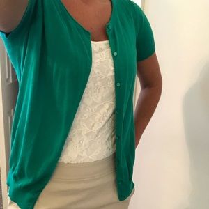 Emerald Green Short Sleeve Loft Sweater